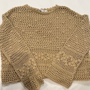 Zara Women's Beige Crochet Sweater